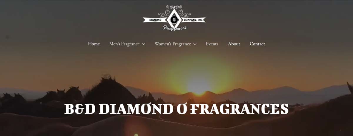 screen capture of Diamond O Fragrances