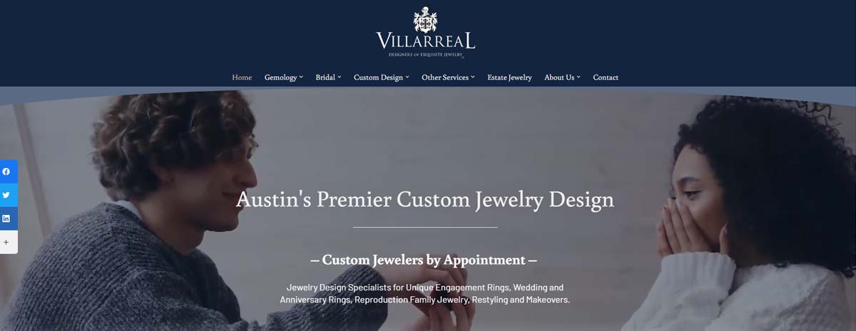 screen capture of Villarreal Jewelers website